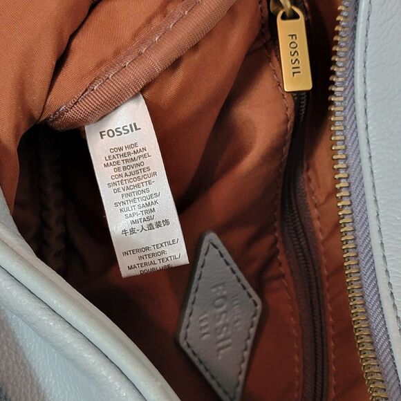 Fossil Crossbody Bag Womens Blue Pebbled Leather Shoulder Handbag Purse - Picture 15 of 16